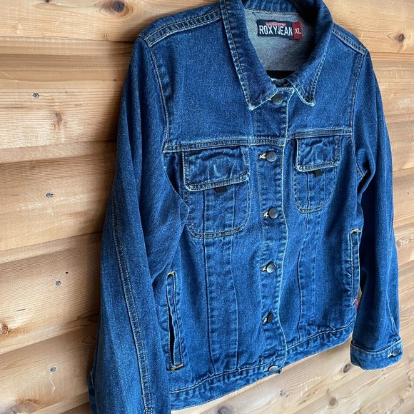 Roxy X Quiksilver Collaboration Classic Blue Denim Jean Jacket! Women XL - Picture 2 of 12